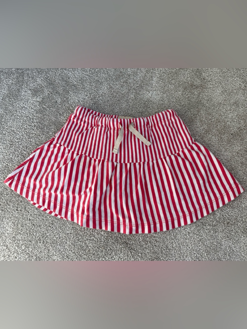 Mini Boden Red & White Stripe Knit Skort 2-3Y | Built-In Shorts